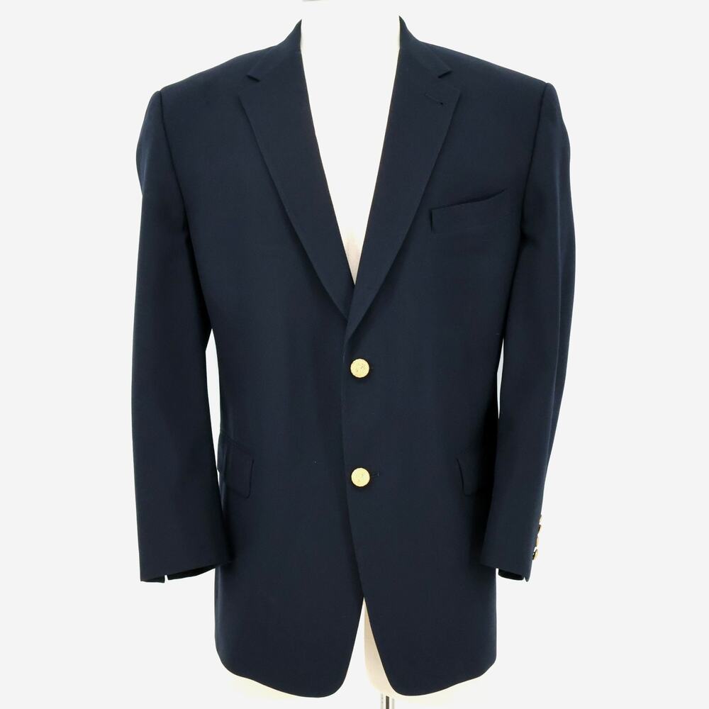 Hart Schaffner Marx Sport Coat Mens 48R Navy Blue Blazer Jacket Lined Preppy